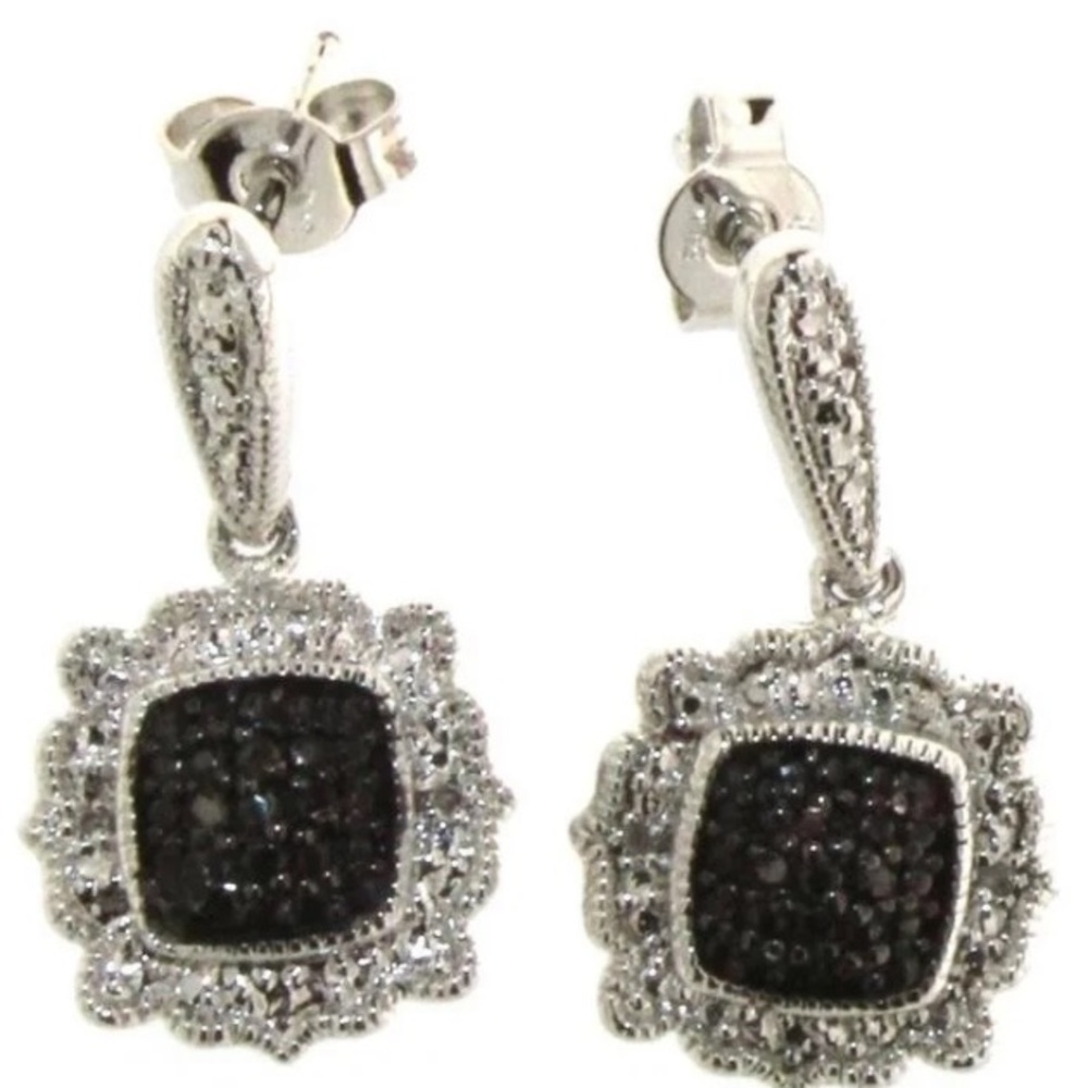 Elegant Black & White Diamond Earrings